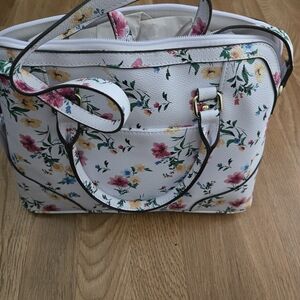 Liz Claiborne White and Pink Floral Tote
